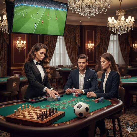 Illustration of a luxurious online casino interface on a mobile phone